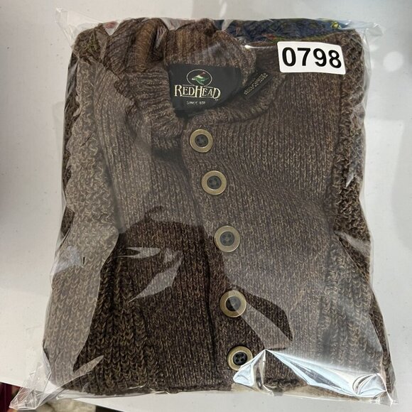 VTG Redhead Mens L Textured Henley Sweater Chocolate Heavyweight Chunky Timeless - Picture 16 of 16